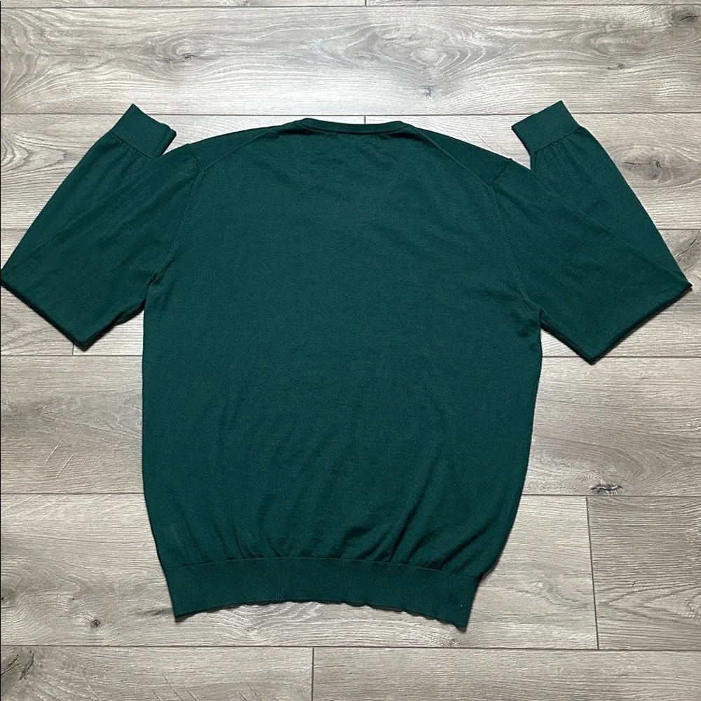 Trillion Estivo Cashmere Silk‎ Lightweight V-Neck Long Sleeve Sweater Green XL